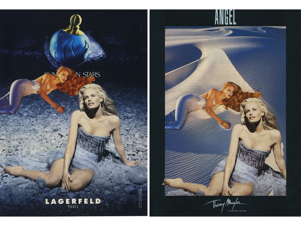 Claude Closky, ‘Untitled (Lagerfeld/Thierry Muggler)’, 1995, collage, diptych, twice 29,5 x 21,5 cm.